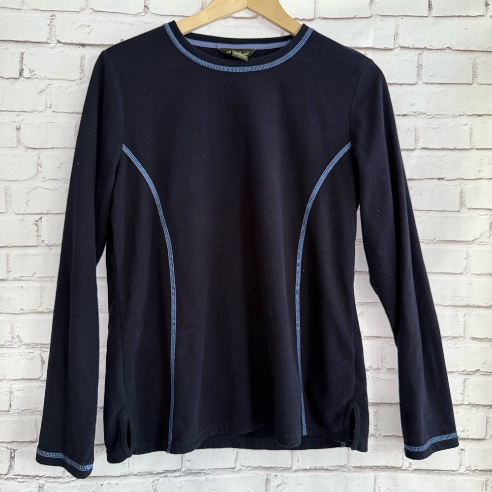 Eddie Bauer Navy Long Sleeve Fleece Top with‎ Blue Accents